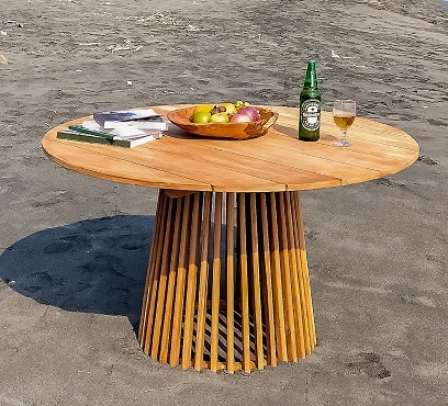 שולחן טיק עגול דגם מריה