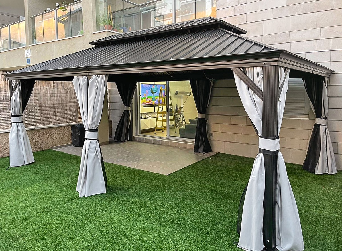 גזיבו אלומיניום דגם קנזס דלוקס 3.65X6 מטר