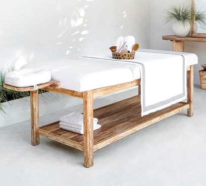 מיטת עיסוי מעוצבת מעץ טיק