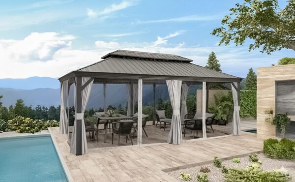 גזיבו אלומיניום דגם קנזס דלוקס 3.65X6 מטר