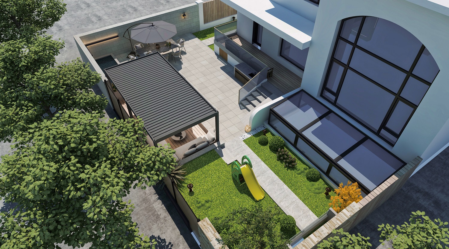 פרגולה אלומיניום דגם פלוס 3X6 גג חשמלי