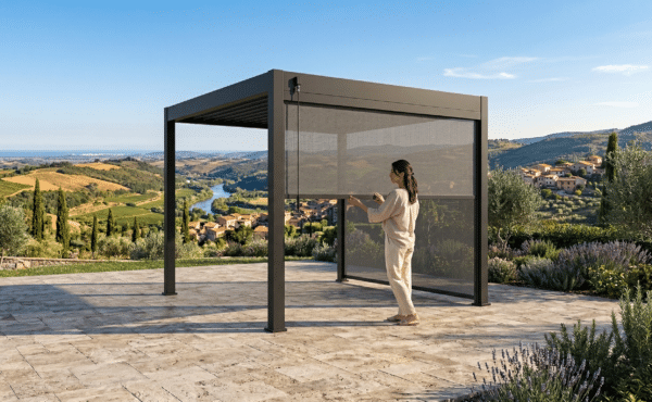 וילון גלילה לפרגולת אלומיניום – לפי מידה וצבע