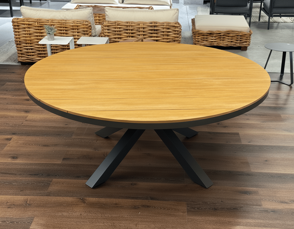 שולחן דלהי דמוי עץ עגול 180