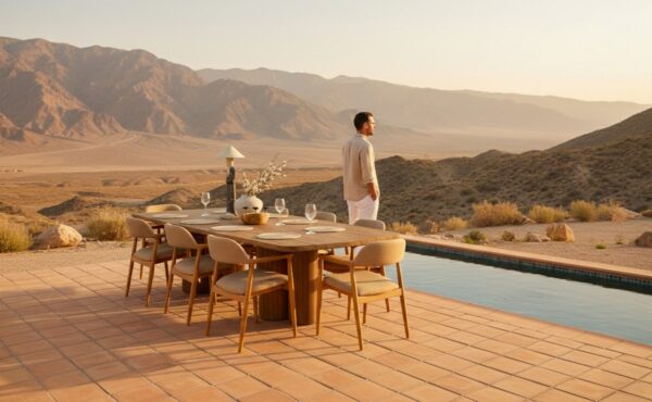 שולחן גירונה בשילוב 8 כיסא קנדי מרופד