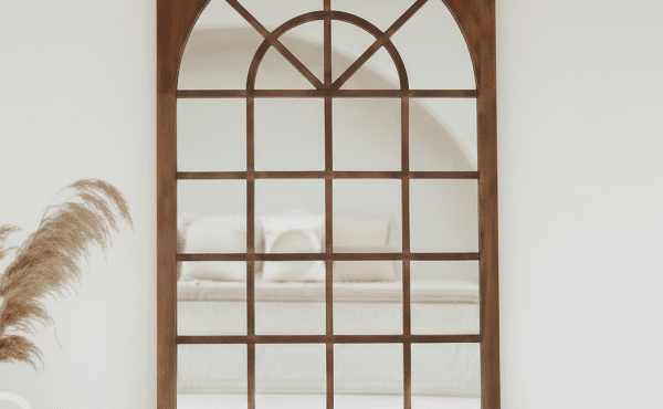 מראת קיר מעץ טיק מאורין