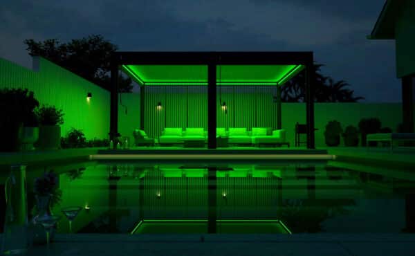 תאורת LED צבעונית לפרגולה כולל שלט